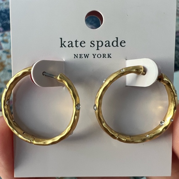kate spade Jewelry - Kate Spade 1” Elegant Edge Gold-Tone & Rhinestone Hoop Earrings